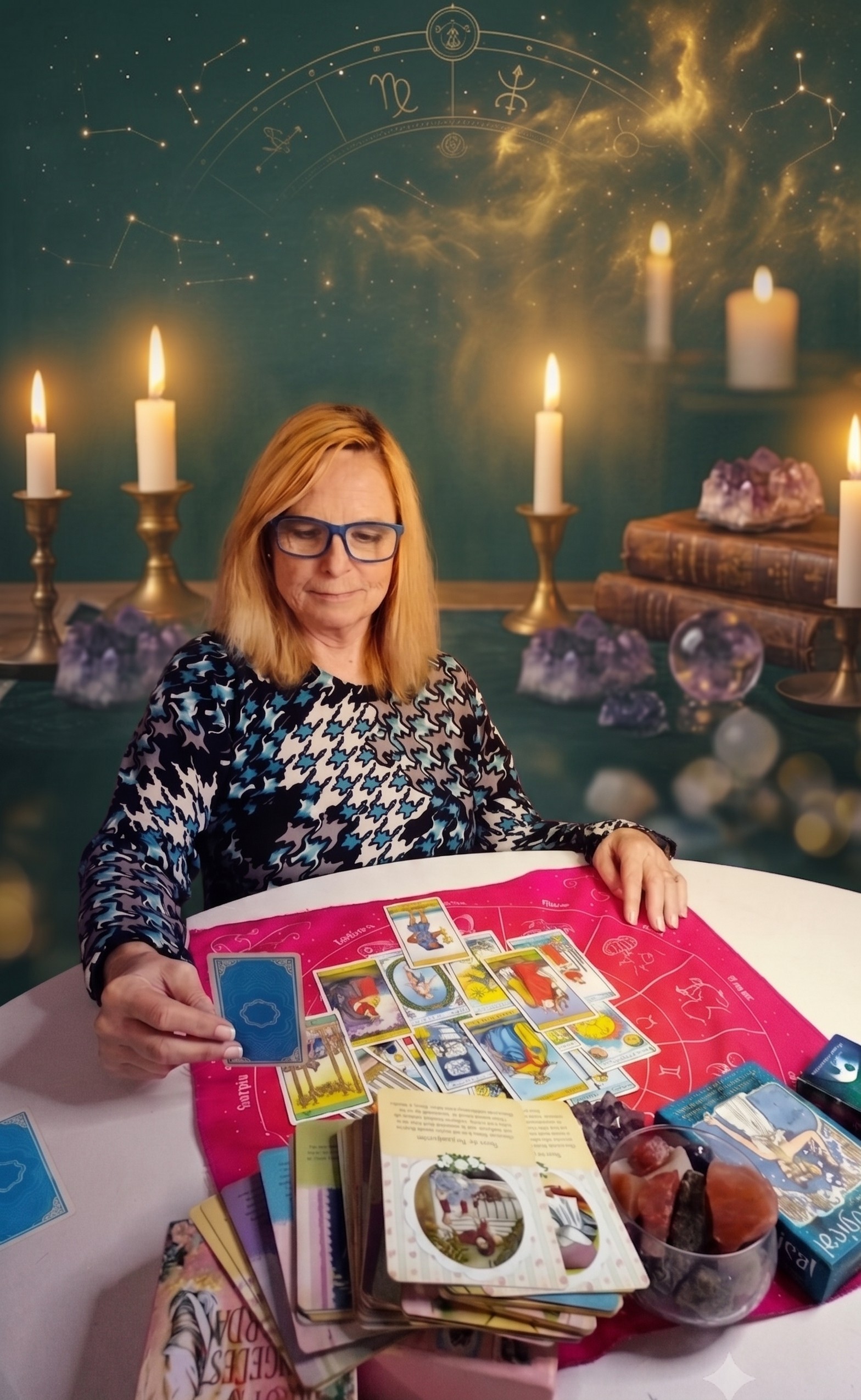 Claudia Haag, fundadora de Aula Tarot, en una lectura